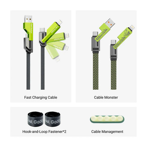 Cool Gadget 6-in-1 60W Nylon Fast Charging USB-C Cable with Apple Watch Charger, 5ft