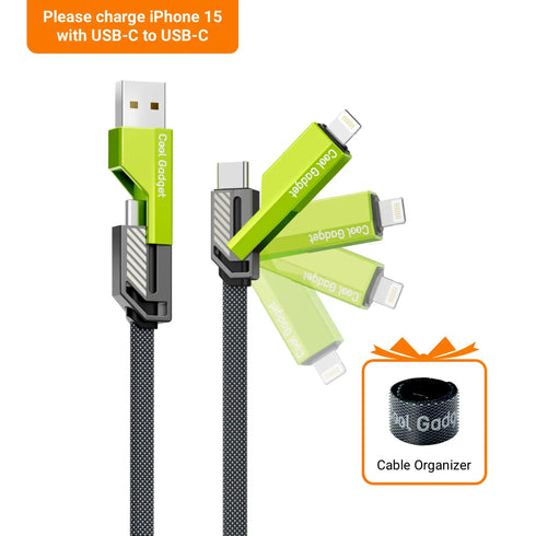 Cool Gadget 6-in-1 60W Nylon Fast Charging USB-C Cable with Apple Watch Charger, 5ft