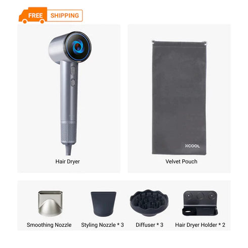 xCool Negative Ions High-Speed Hair Dryer with Thermo-Control, Silver Blue