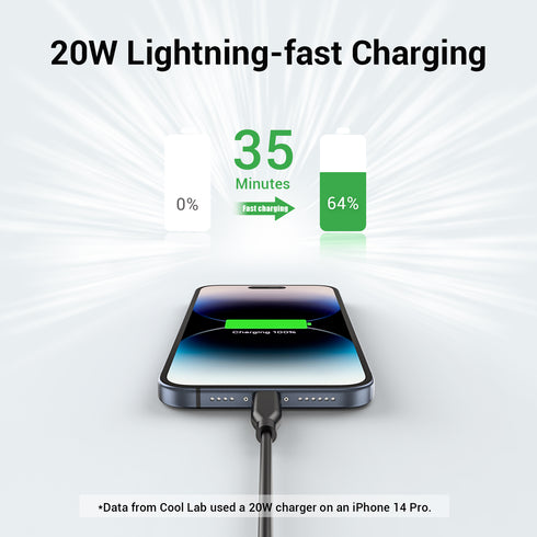 xCool USB-C to Lightning Cable 3.3ft, MFi Certified for iPhone 14/13/12, Black