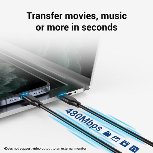 xCool USB-C to Lightning Cable 3.3ft, MFi Certified for iPhone 14/13/12, Black