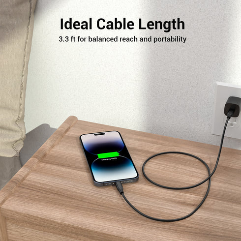 xCool USB-C to Lightning Cable 3.3ft, MFi Certified for iPhone 14/13/12, Black