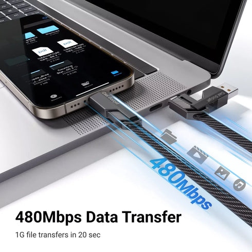 Cool Gadget 6-in-1 60W Nylon Fast Charging USB-C Cable with Apple Watch Charger, 5ft