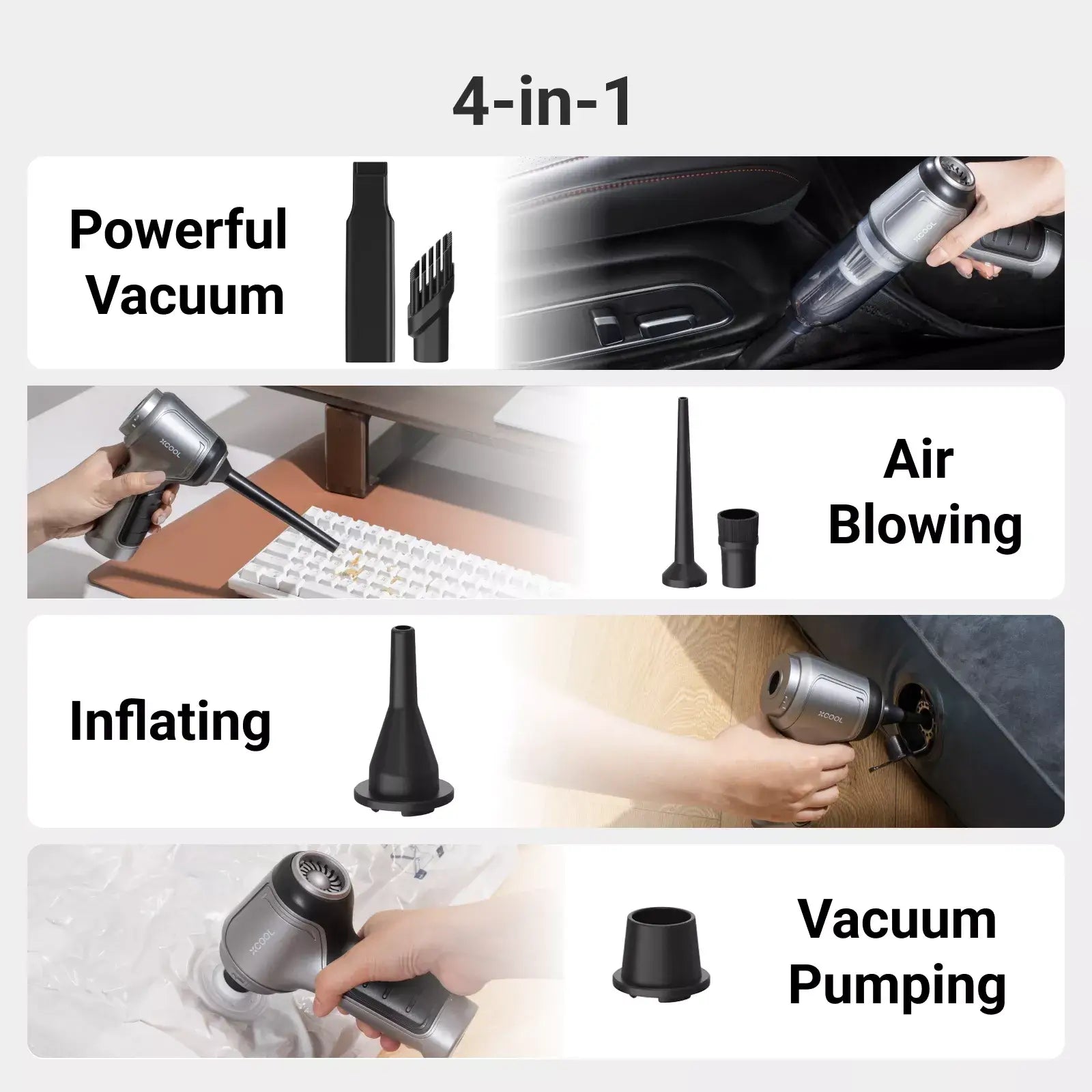 xCool Small Wireless Handheld Car Vacuum Cleaner for Car, Home, Pet