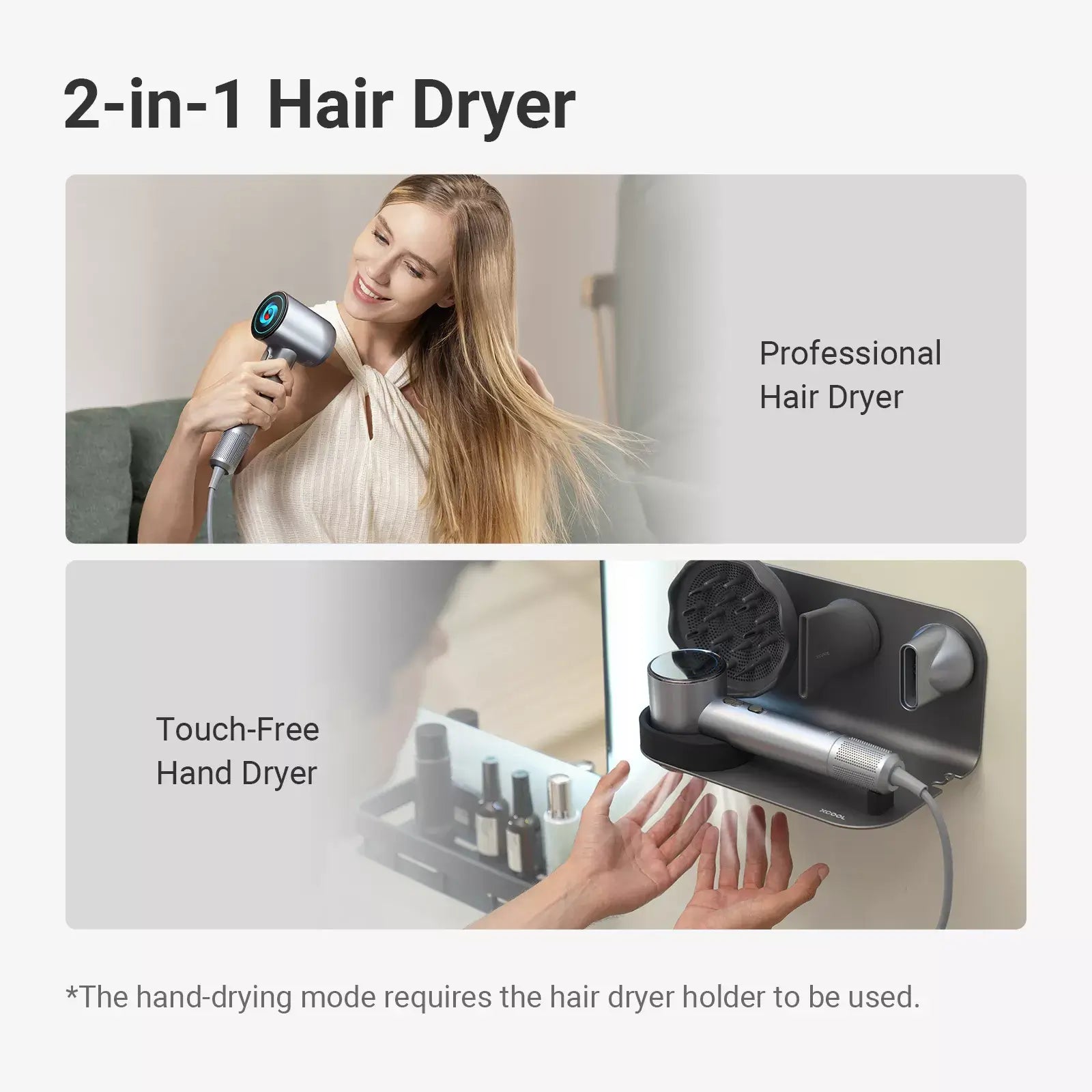 xCool SuperCare 2-in-1 Quiet, Portable Ion Hair Dryer