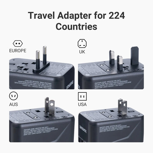 MOMAX™ 65W GaN Universal Travel Power Adapter for 224 Countries Charging Plug Cellphone Mobile Charger