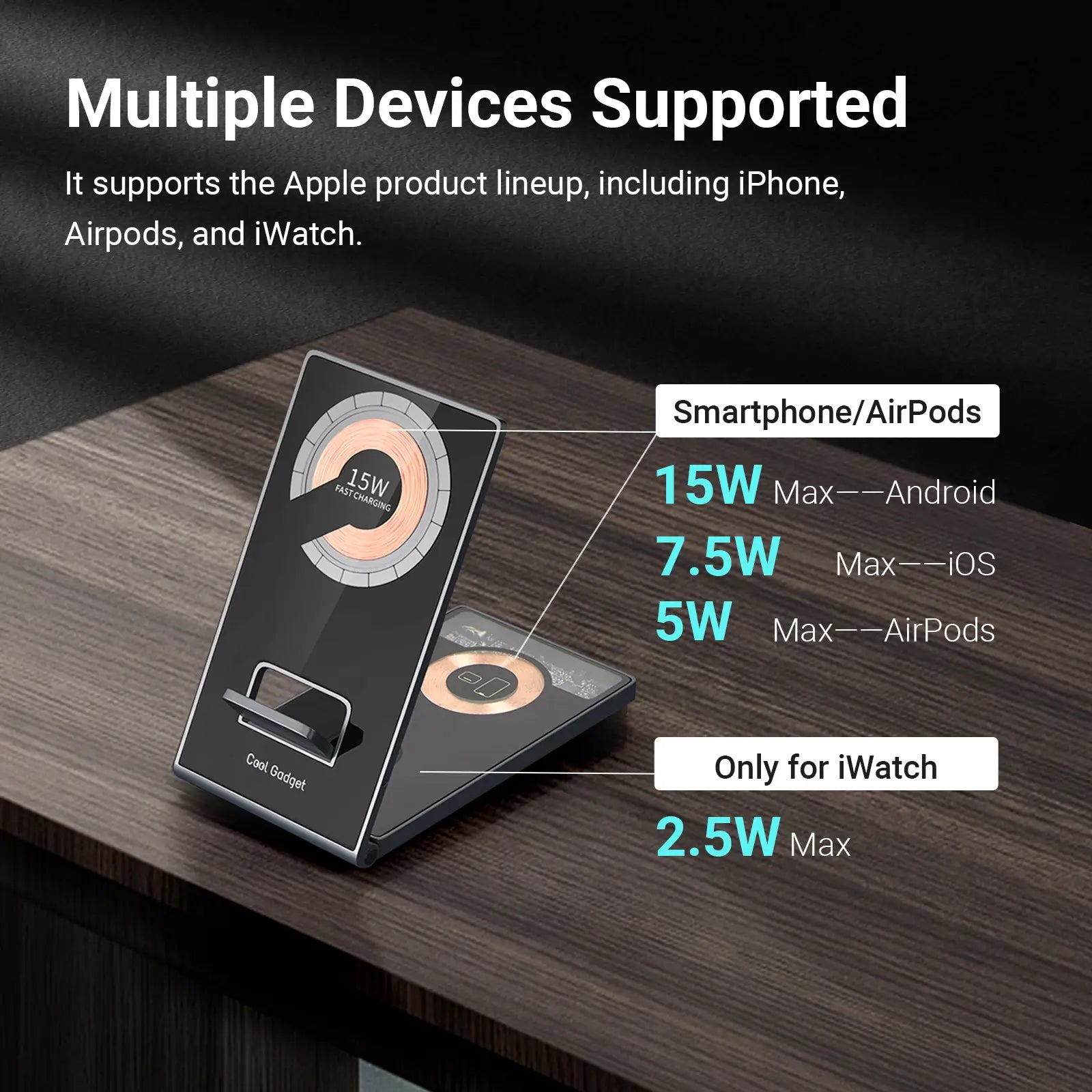 3-in-1 Foldable Stand Wireless Magnetic Apple Charger - Cool Gadget