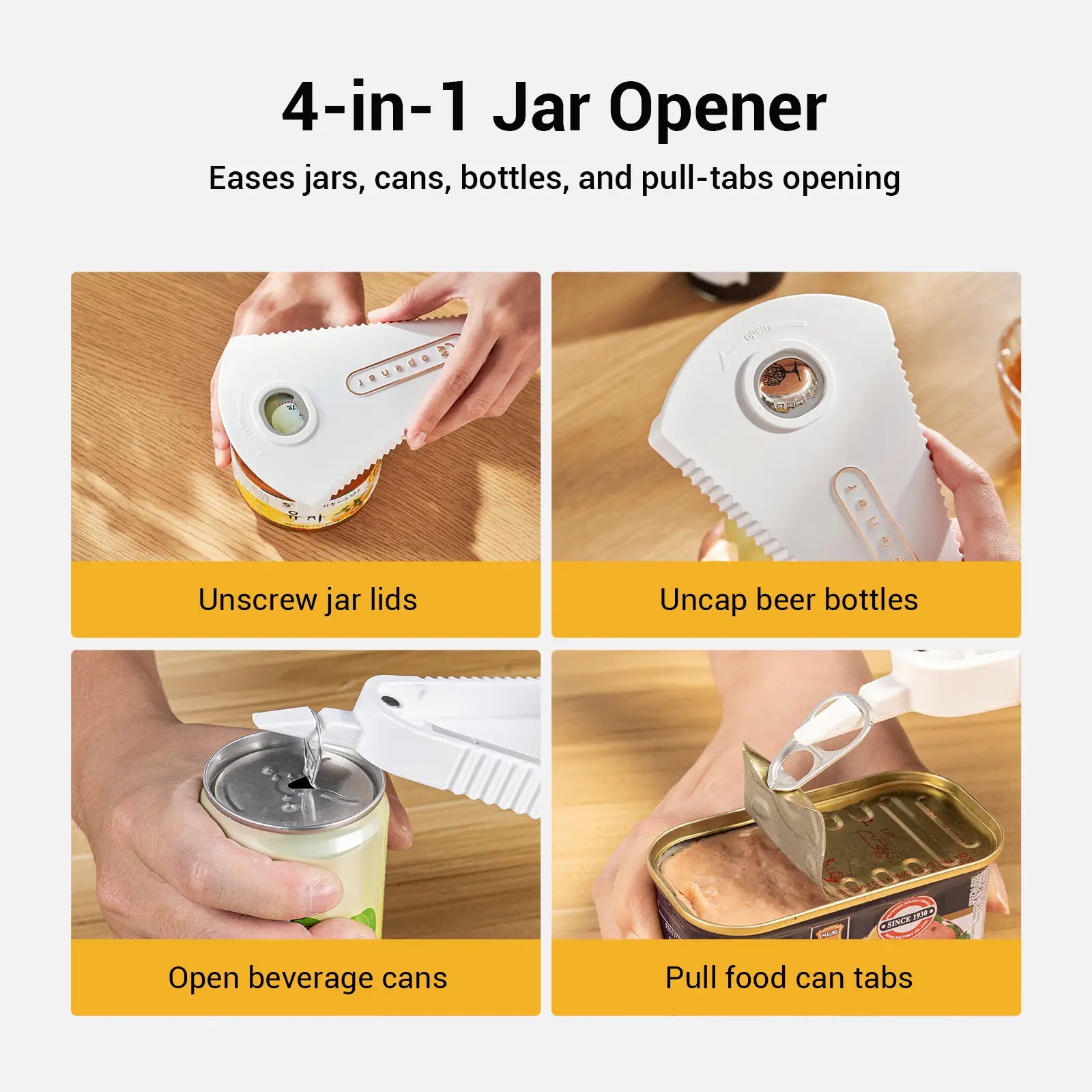 xCool 4-in-1 Bottle and Jar Opener for Seniors, Weak Hands, Arthritis