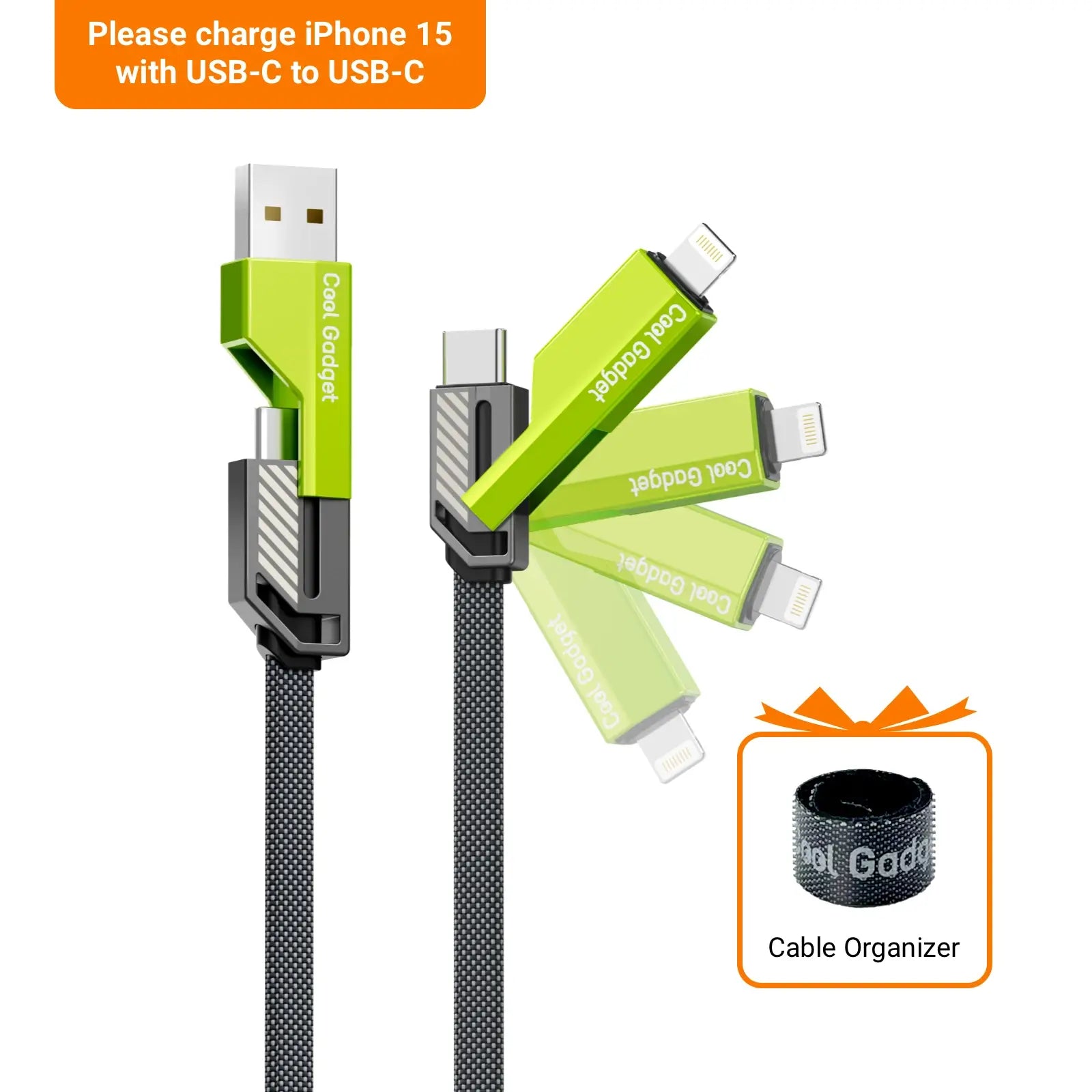 4-in-1 Nylon Braided Fast Charging USB-C Cable Cool Gadget