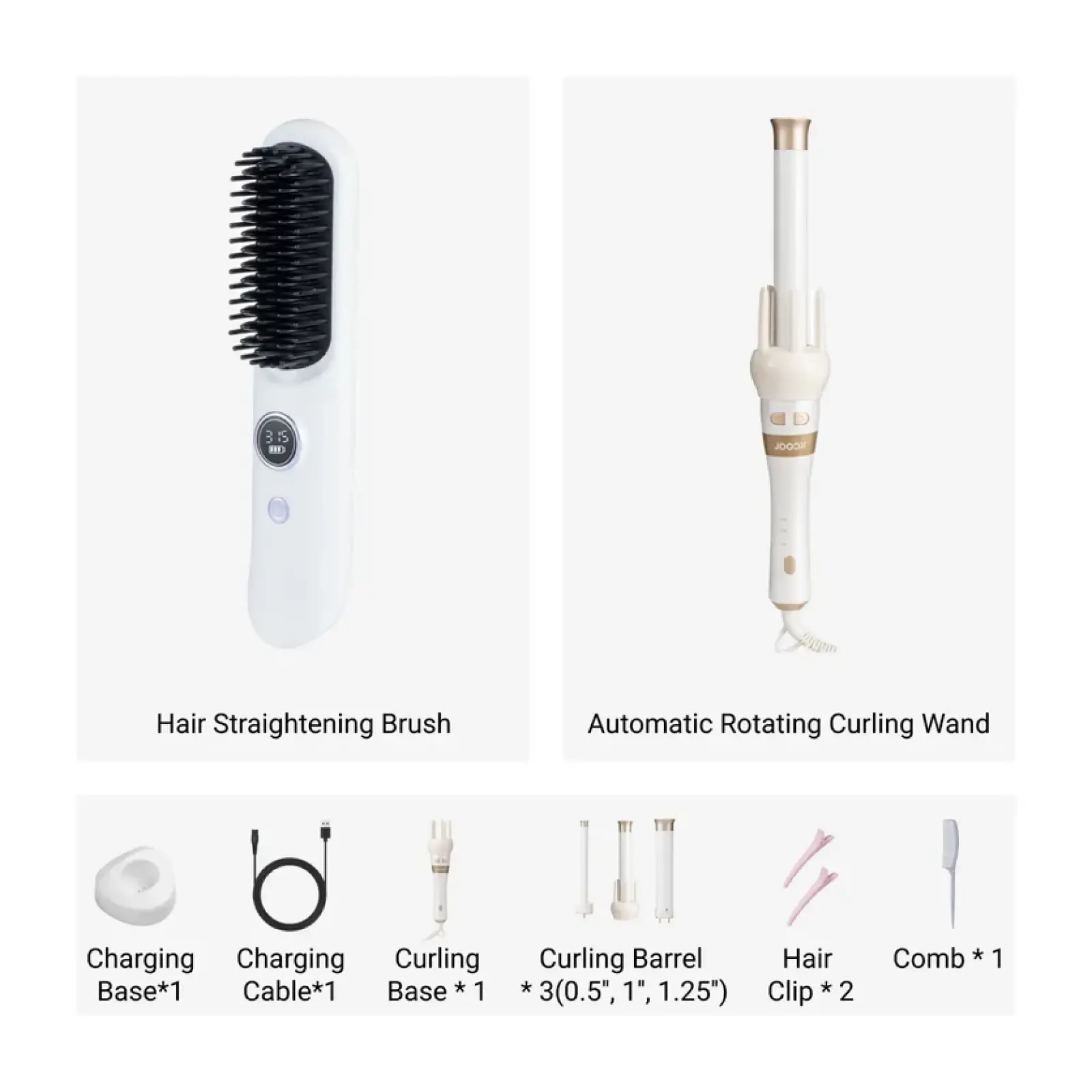 xCool 3-in-1 Automatic Rotating Curling Wand Set