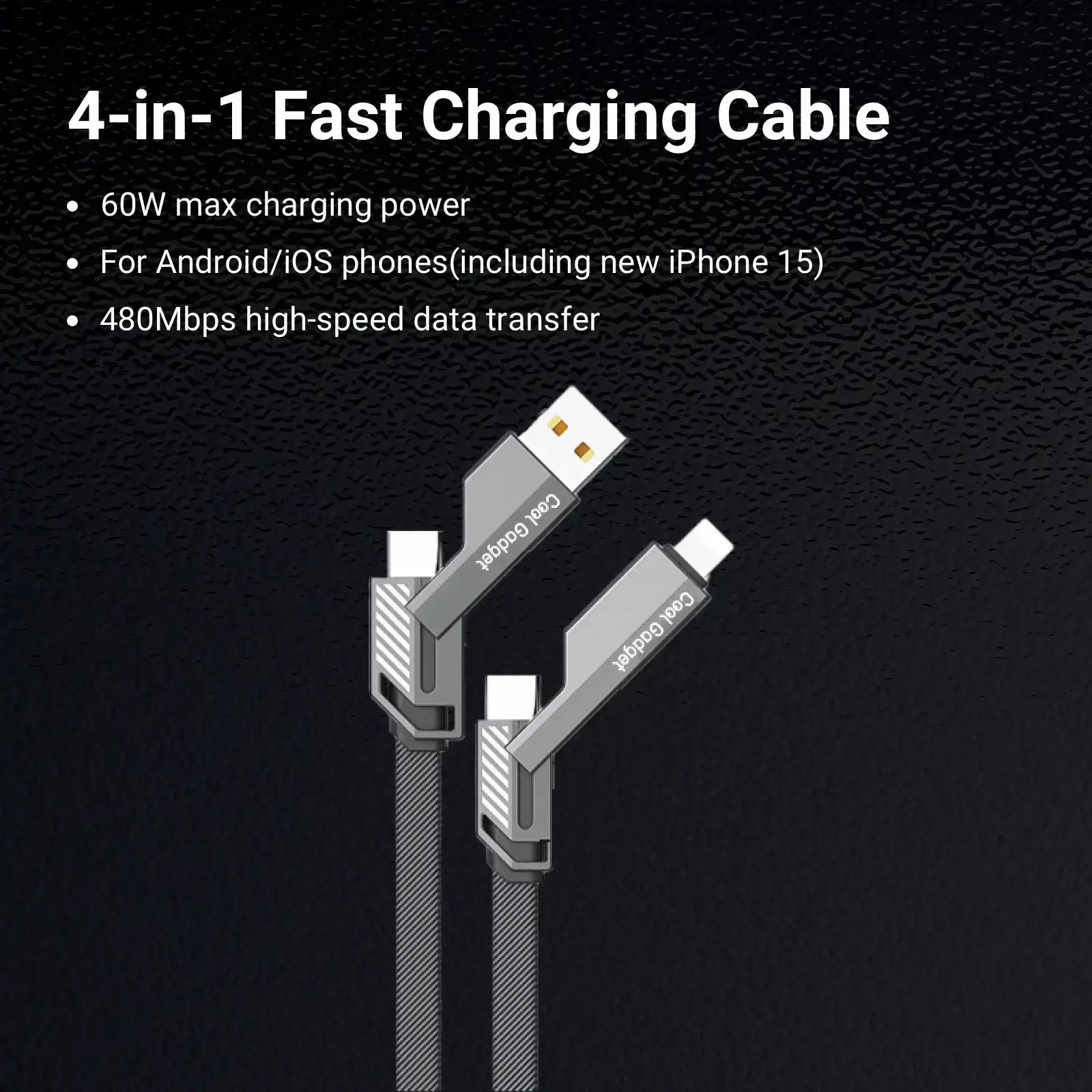 4-in-1 Nylon Braided Fast Charging USB-C Cable