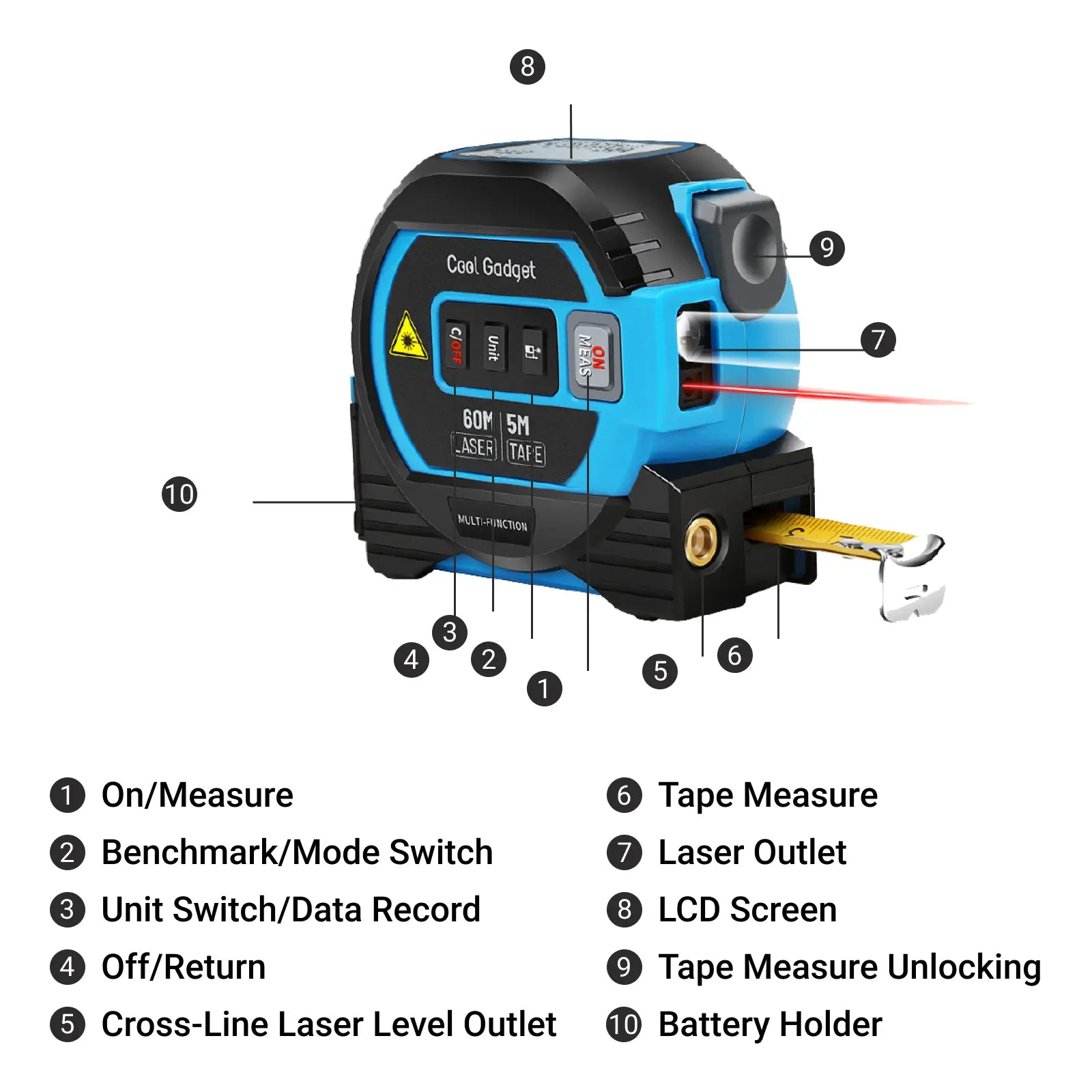 3-in-1 Laser And Digital Tape Measure Christmas gift