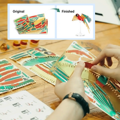 3D Mini Scarlet Macaw Metal Puzzle w/ Acrylic Base, 83PCS Christmas gift
