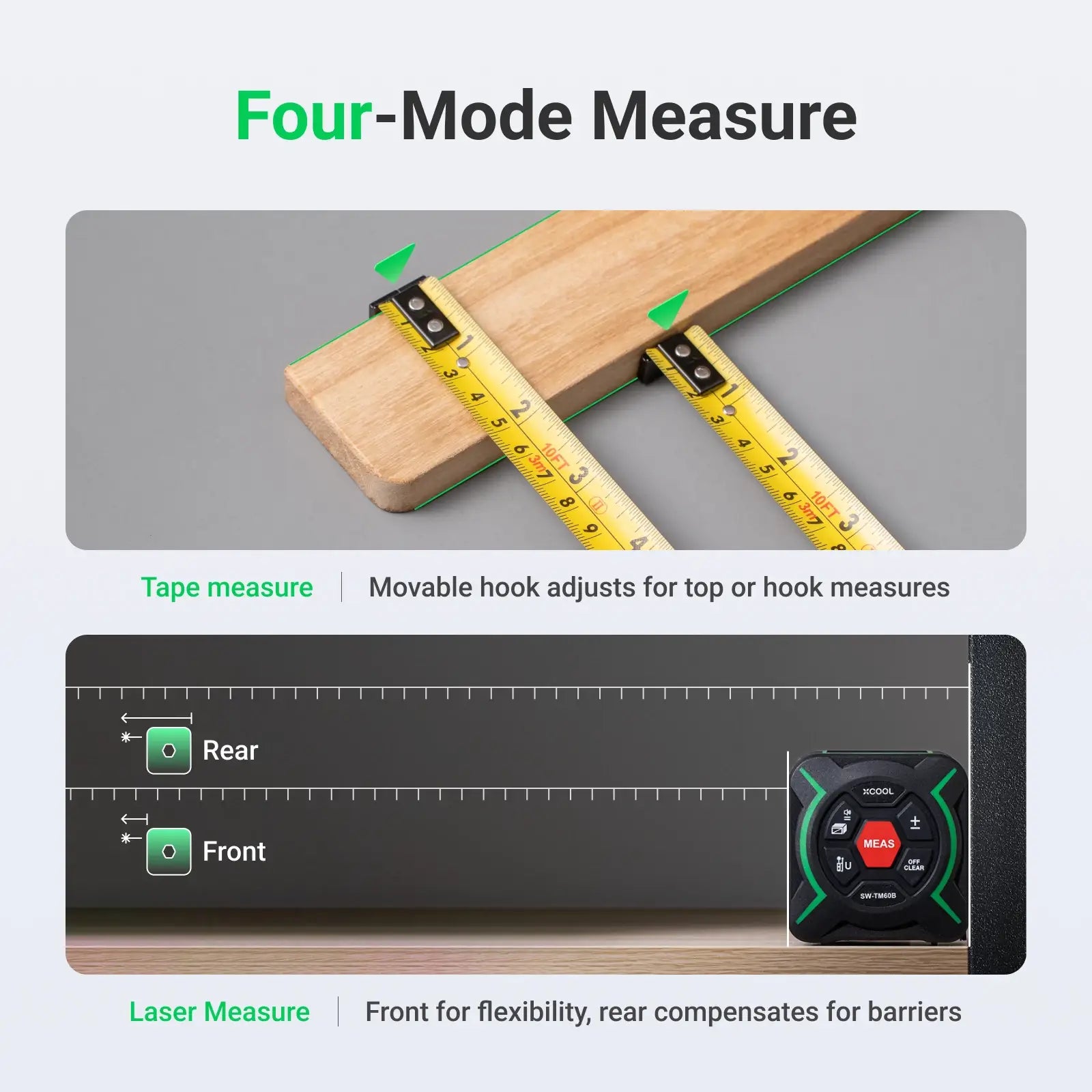 xCool 2-in-1 Digital Laser & Tape Measure, Handyman & Construction Tool