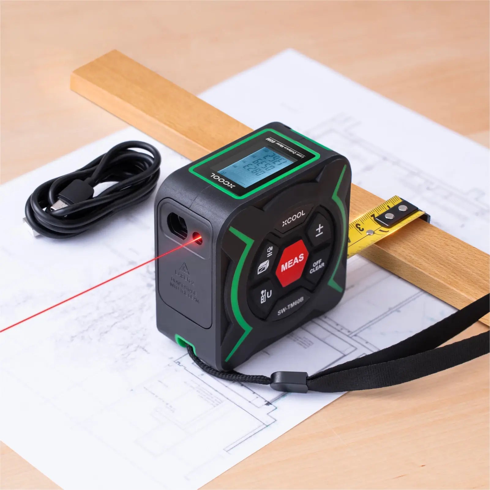 xCool 2-in-1 Digital Laser & Tape Measure, Handyman & Construction Tool