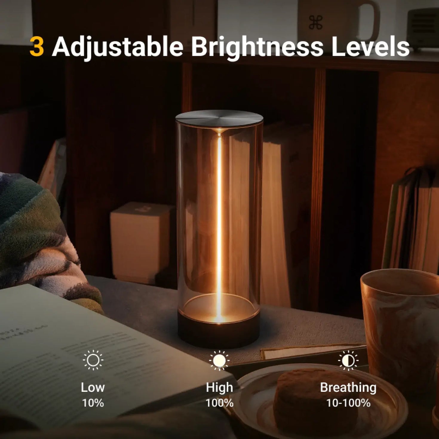 AUGE Light Minimalist Cordless LED Table Lamp, White, Gray