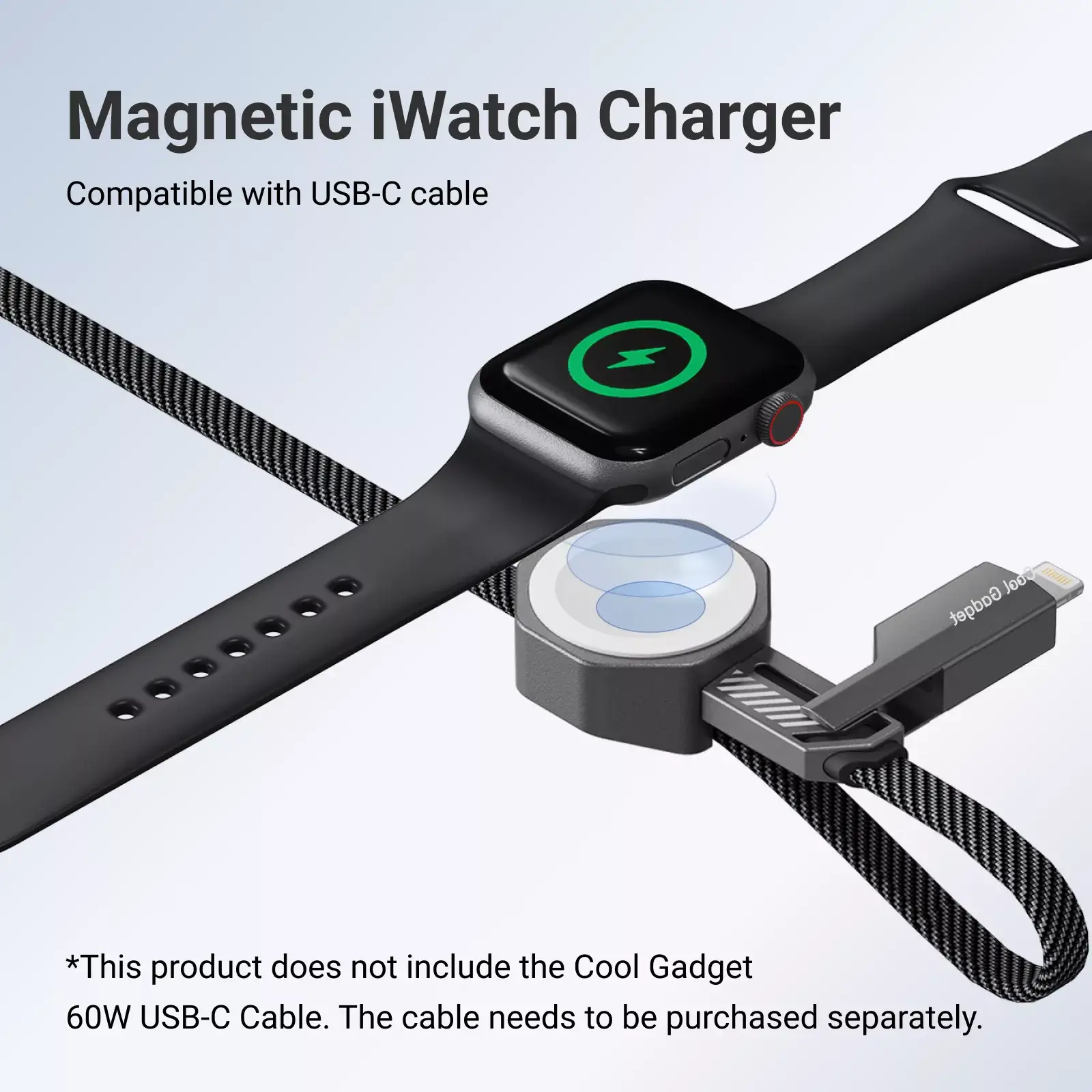 Cool Gadget 6-in-1 60W Nylon Fast Charging USB-C Cable with Apple Watch Charger, 5ft