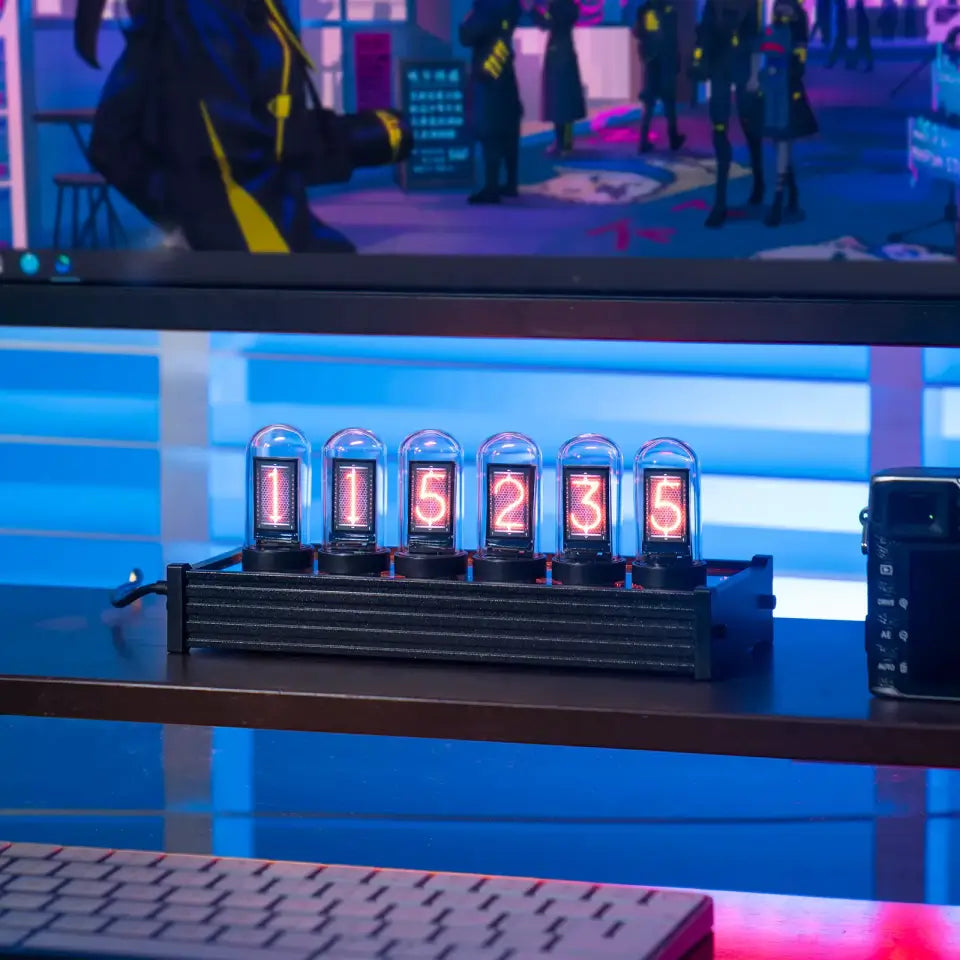 xCool Elekstube Nixie Tube Clock in Cyberpunk & Vintage Decor with Mood Lighting