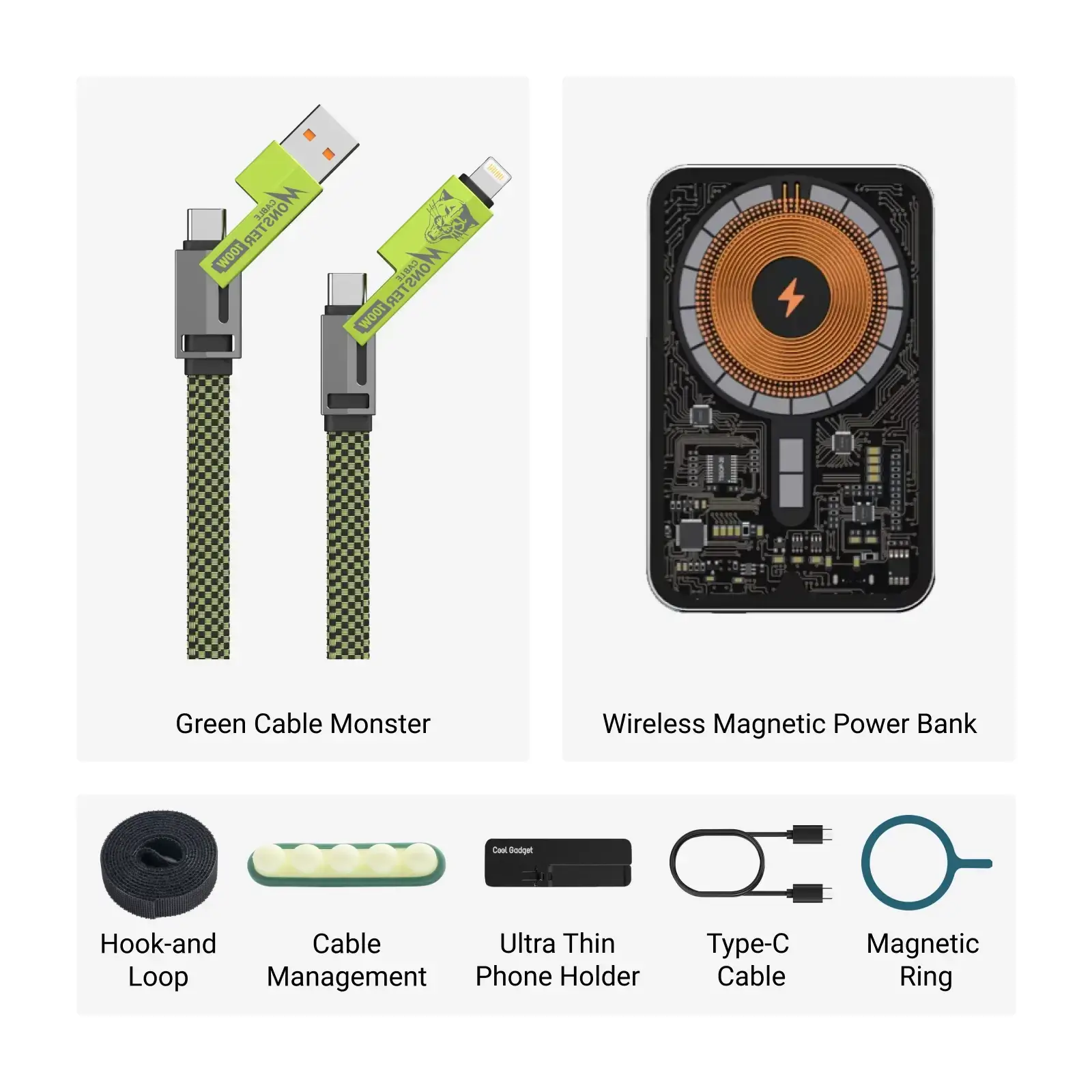 Cable Monster 4-in-1 100W USB-C Cable with Interchangeable Connectors