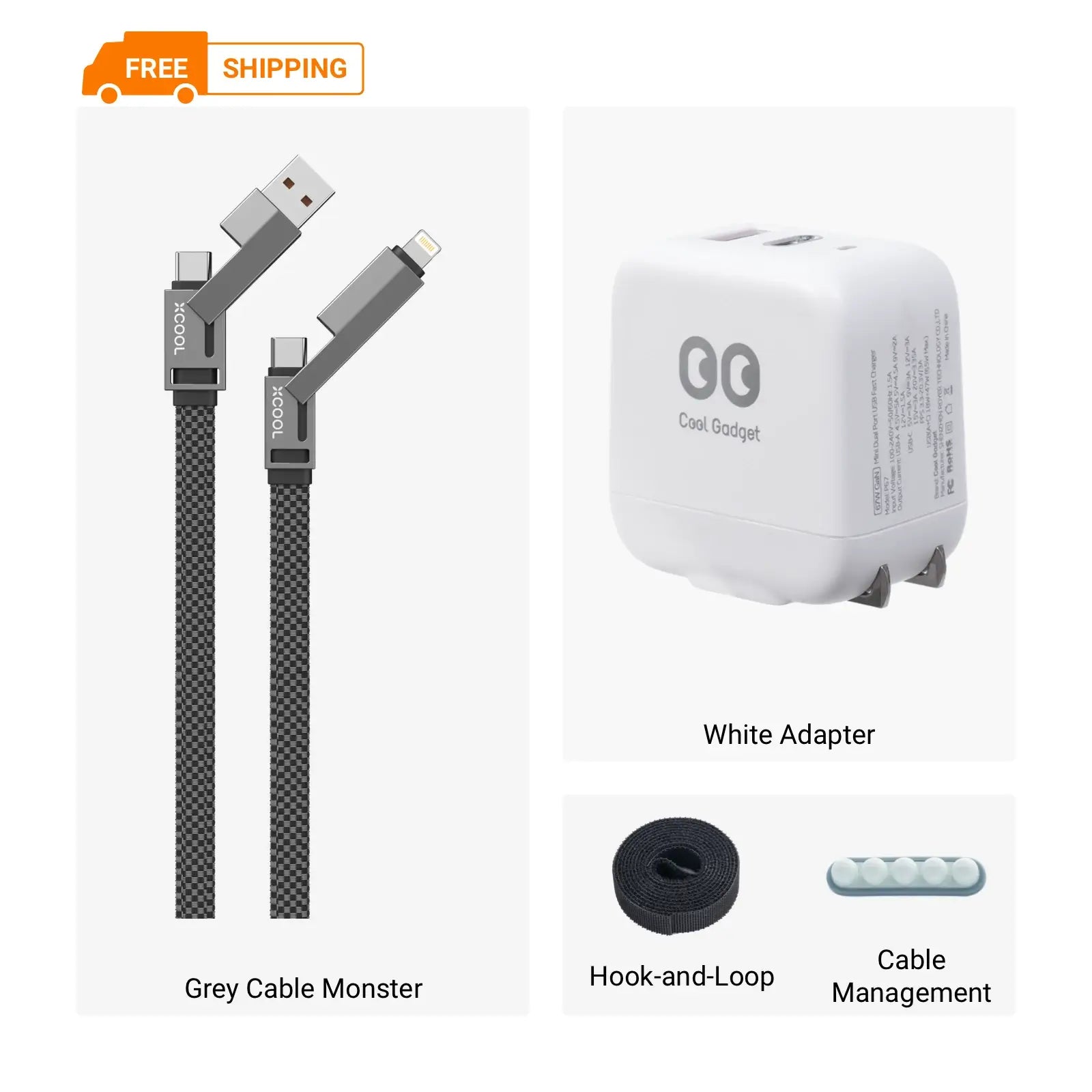 Cable Monster 4-in-1 100W USB-C Cable with Interchangeable Connectors