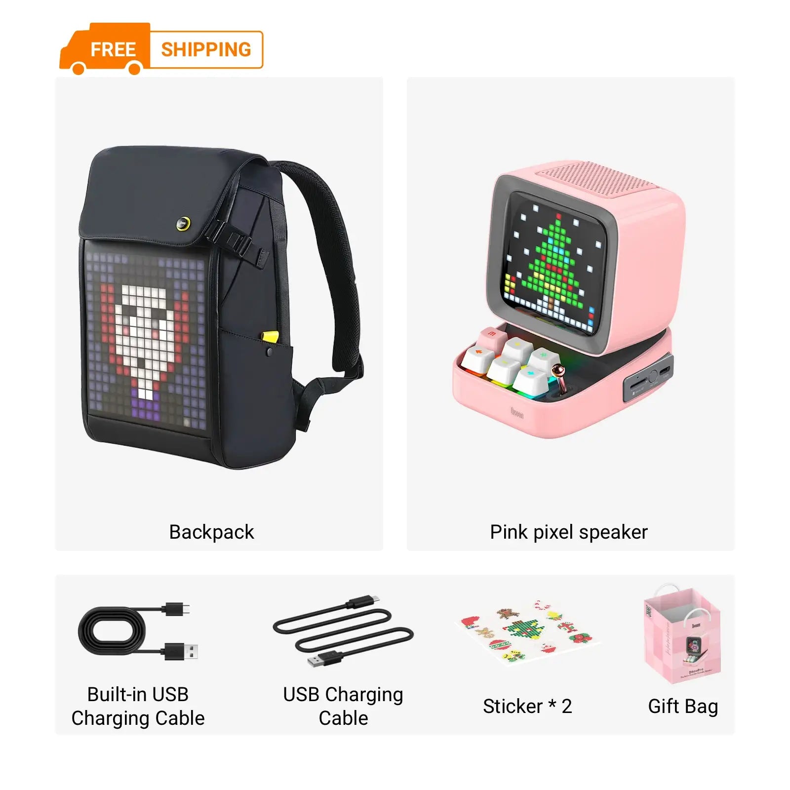 Divoom™ Pixel Lighting LED Backpack Christmas gift
